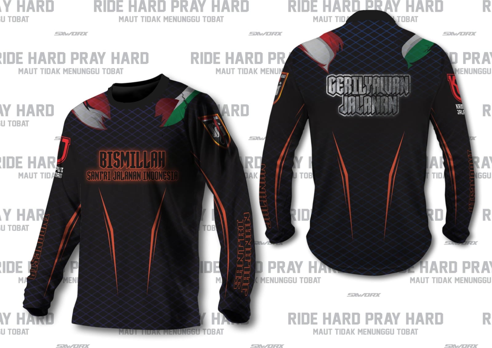 Jersey Lengan Panjang Distro / Riding "BISMILLAH - GERILYAWAN JALANAN" (Santri Jalanan Indonesia)