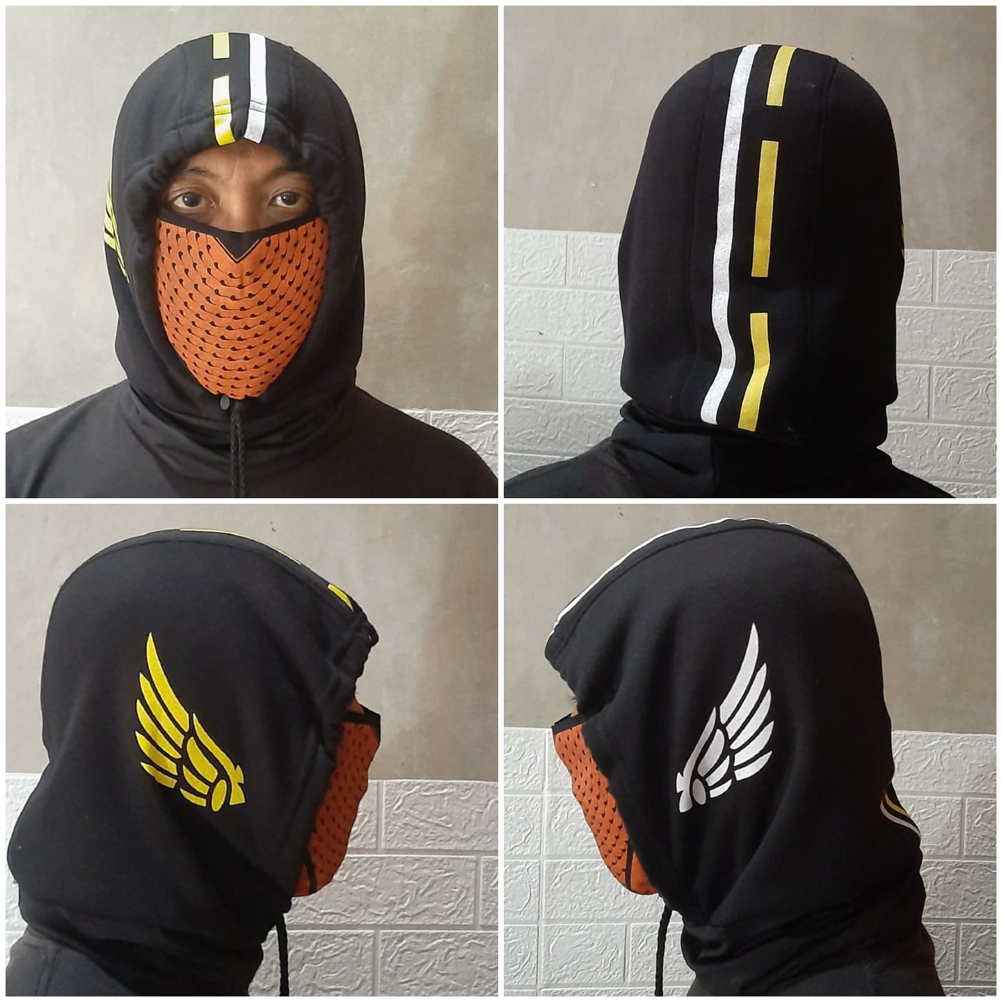 Hoodie Balaclava / Masker Kupluk Motor Bikers (Motif Sayap & Marka Jalan)